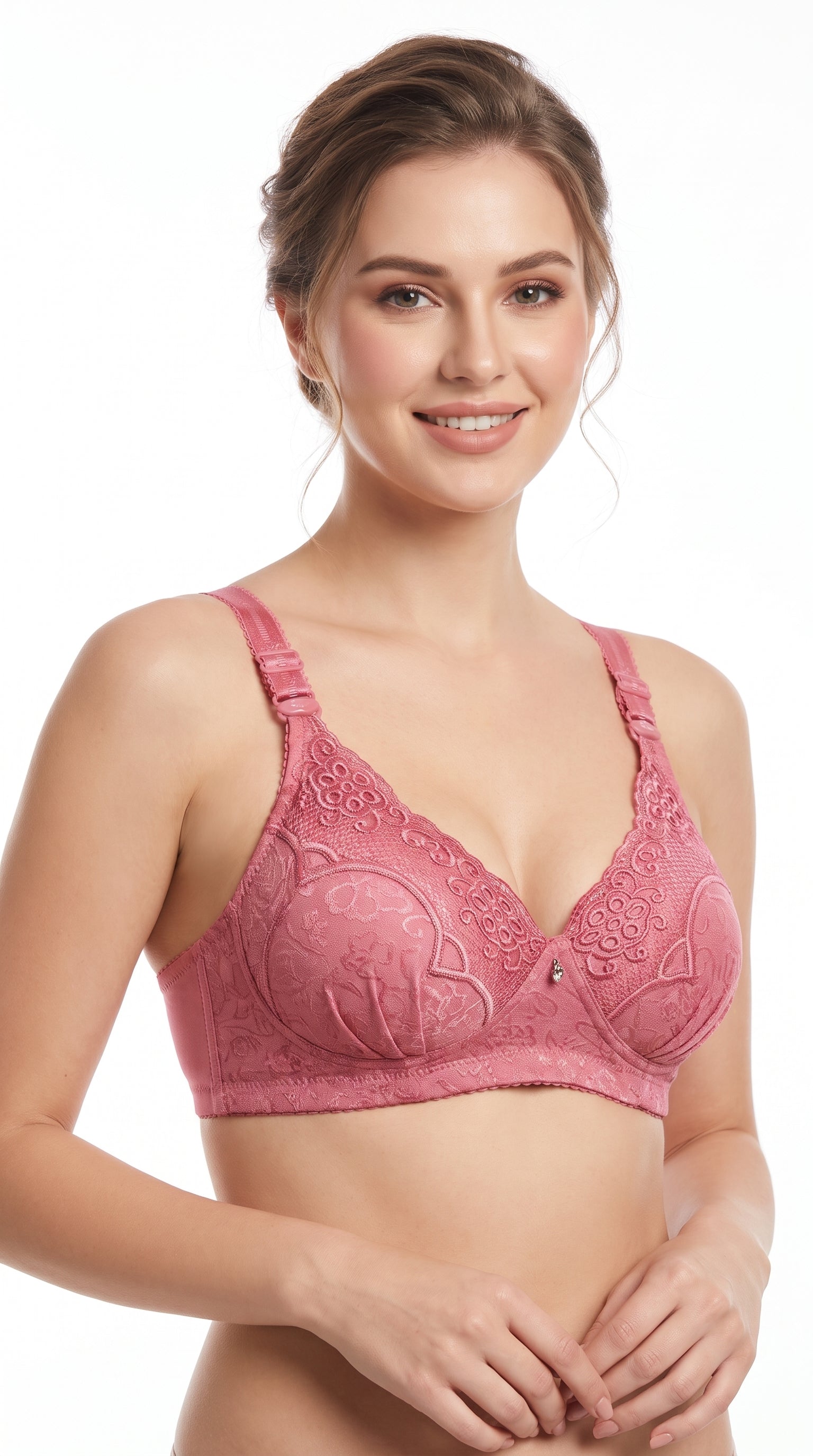 Padded T Shirt Daily Wear Bra Barbie Pink