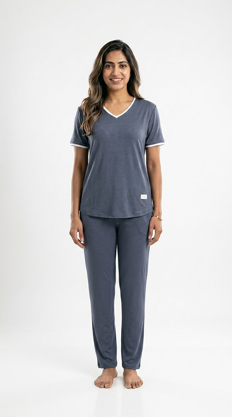 Soft Cotton V Neck PJ Set