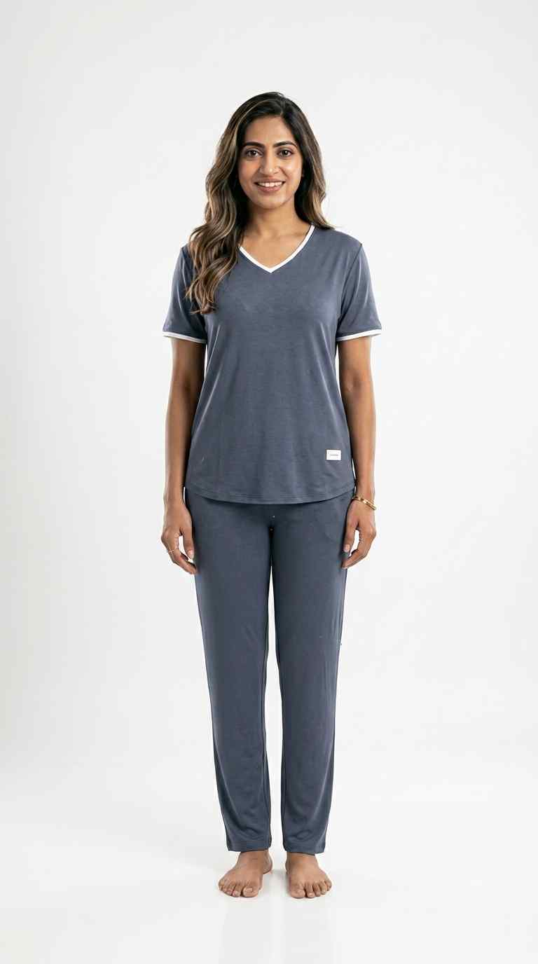 Soft Cotton V Neck PJ Set