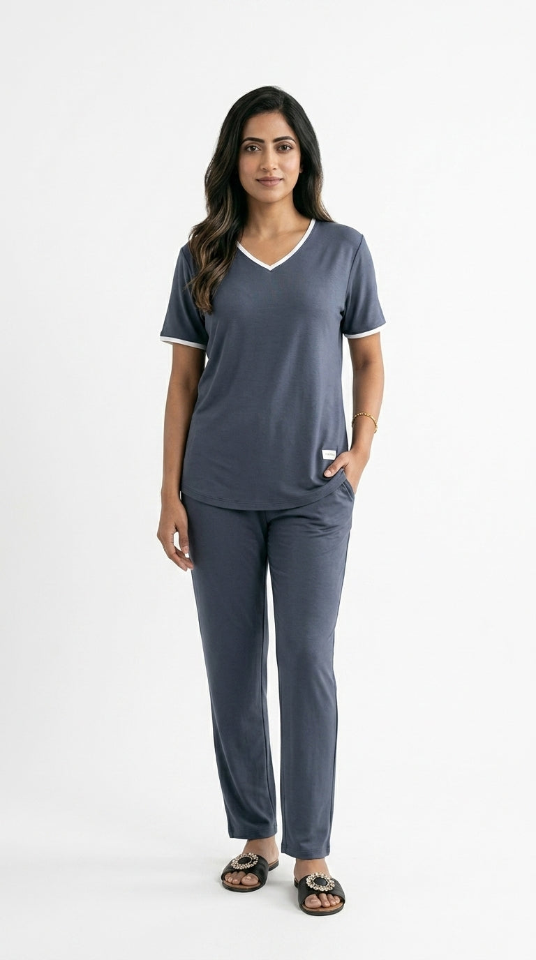 Soft Cotton V Neck PJ Set
