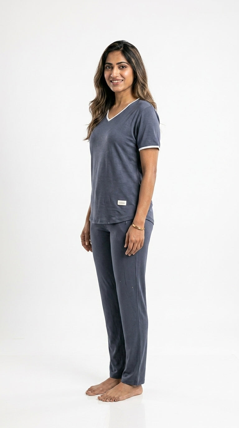 Soft Cotton V Neck PJ Set
