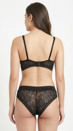 Non padded Allure Floral Bra Set Black