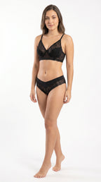 Non padded Allure Floral Bra Set Black