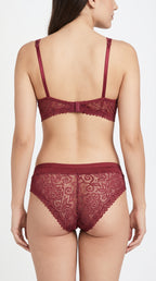 Non Padded Allure Floral Bra Set Maroon