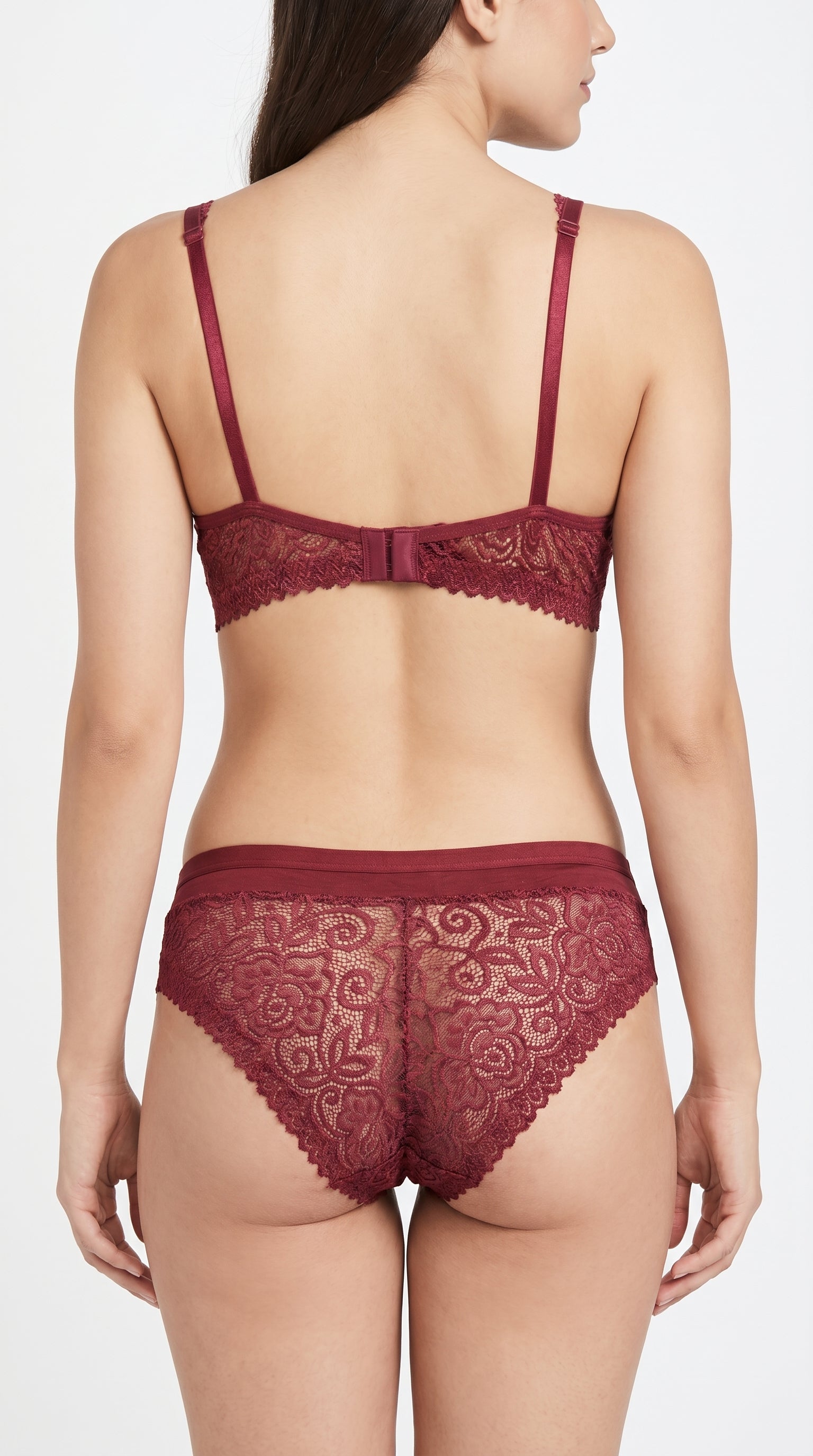 Non Padded Allure Floral Bra Set Maroon