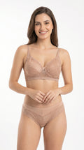 Non Padded Allure Floral Bra Set Nude