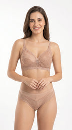 Non Padded Allure Floral Bra Set Nude