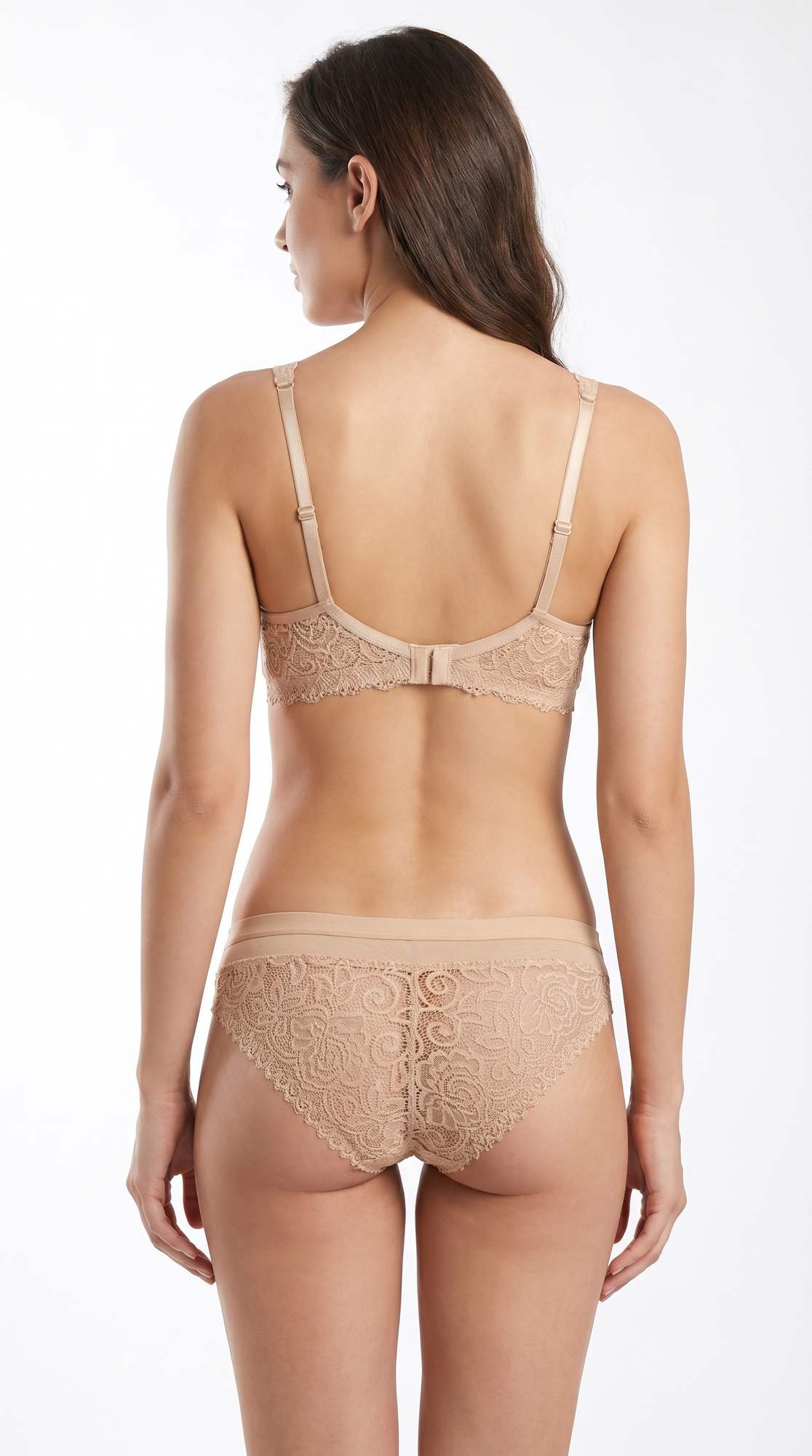 Non Padded Allure Floral Bra Set Nude