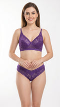 Non padded Allure Floral Bra Set Purple