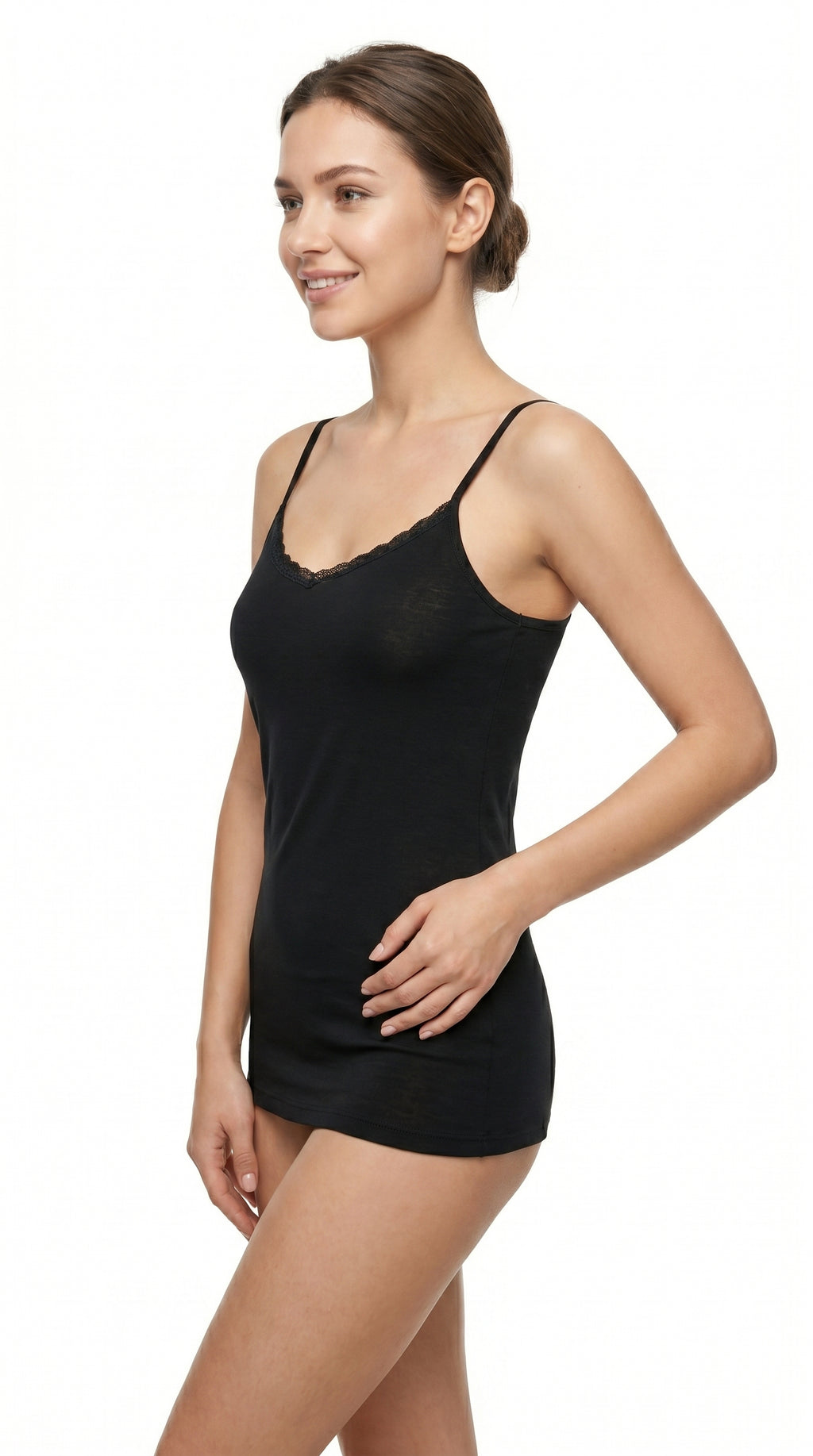 Soft Cotton Camisole Thin Strap Black