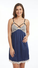 Front Cross Net Cami Nighty 2 Pcs