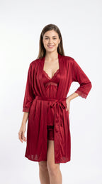 Soft Silk Gown Nighty 3 Pcs