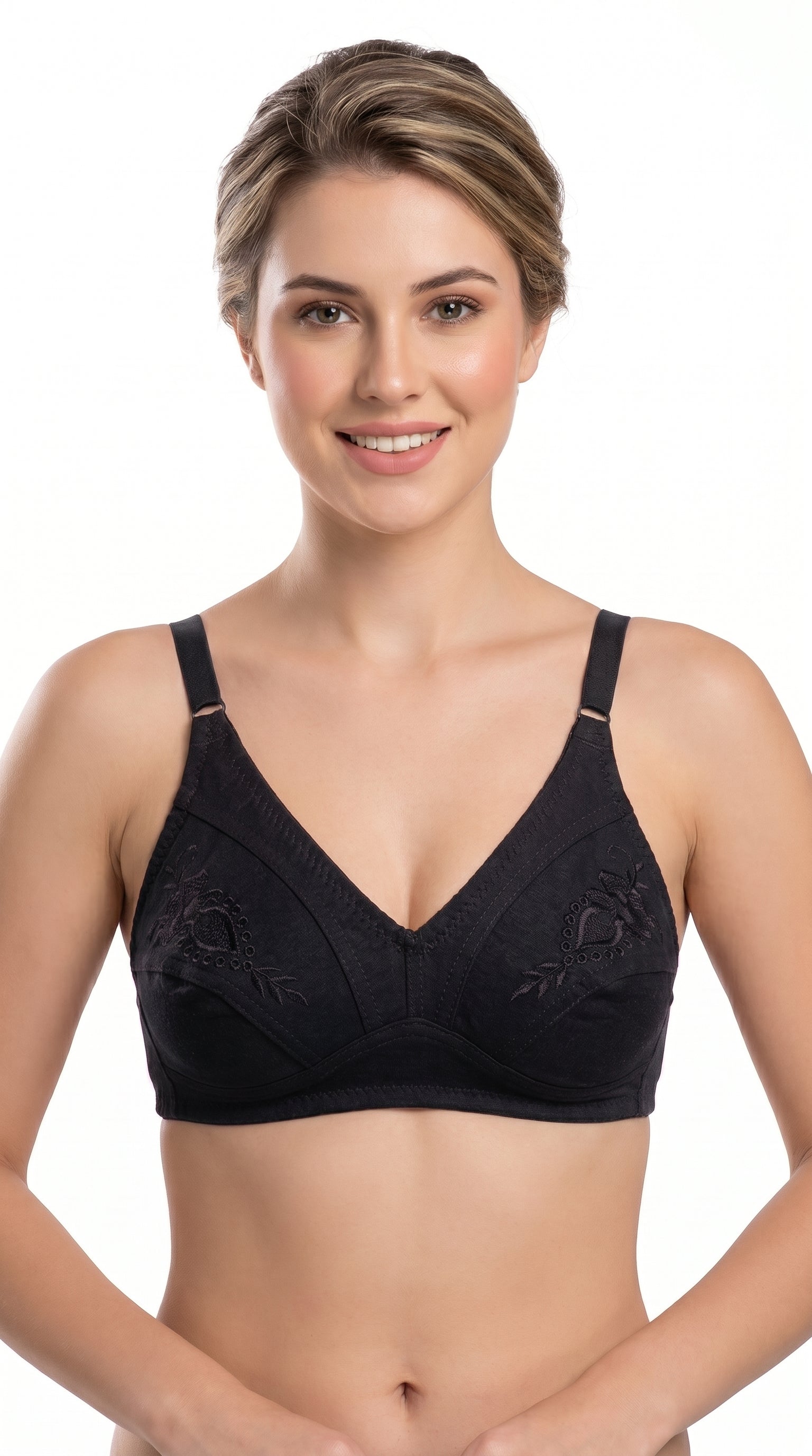 Non Padded Cotton Embroidery Bra