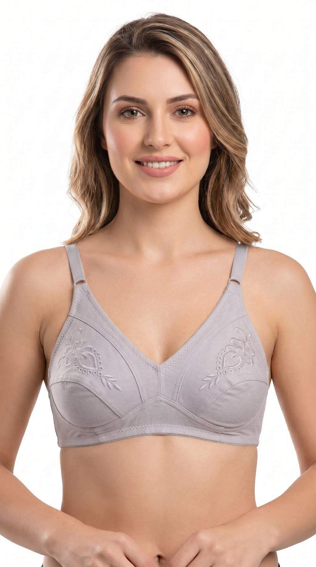 Non Padded Cotton Embroidery Bra