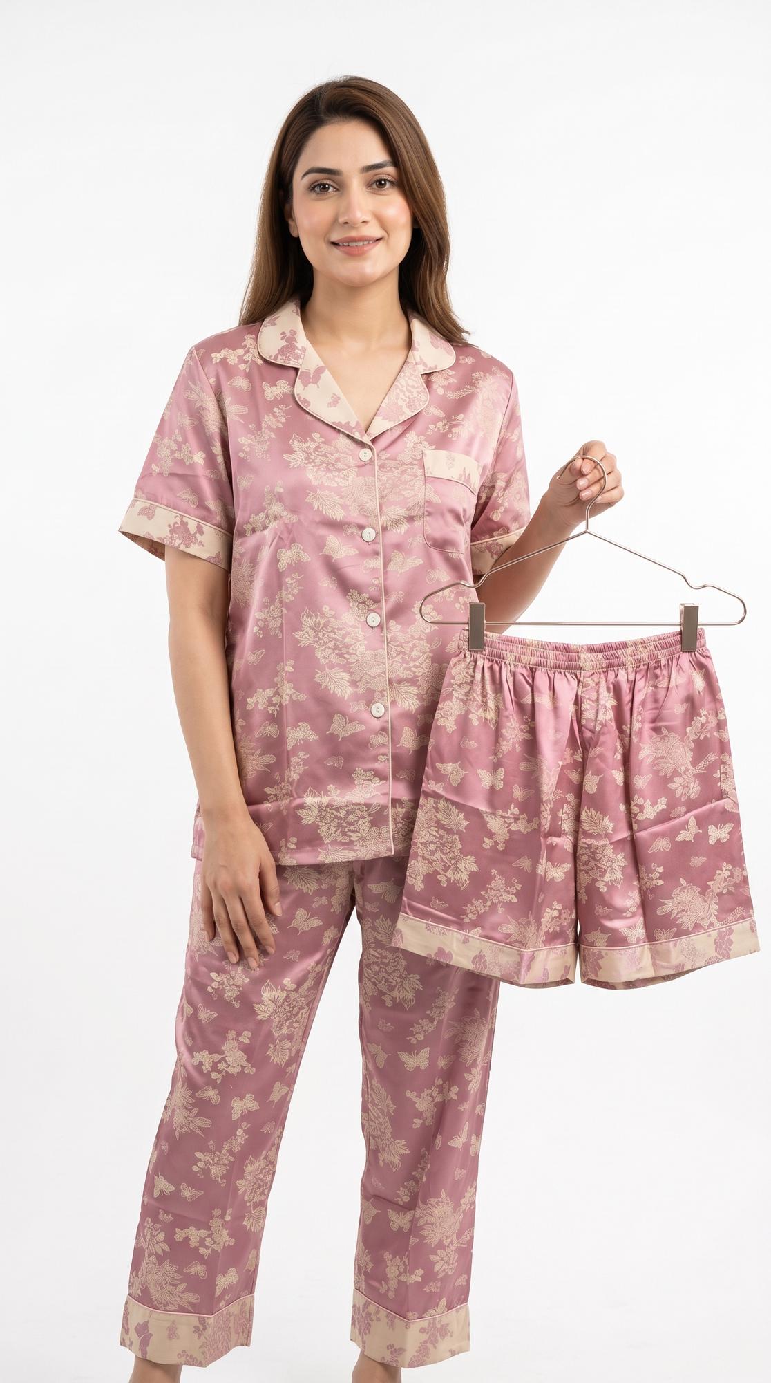 Floral Soft Cotton PJ Set 3 in 1