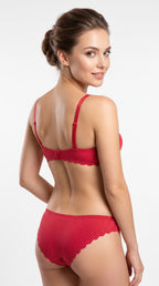 Soft Padded Polka Dots Bra Panty Set Red
