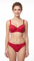 Soft Padded Polka Dots Bra Panty Set Red