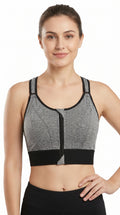 Active Pro Zip Sports Bra Grey