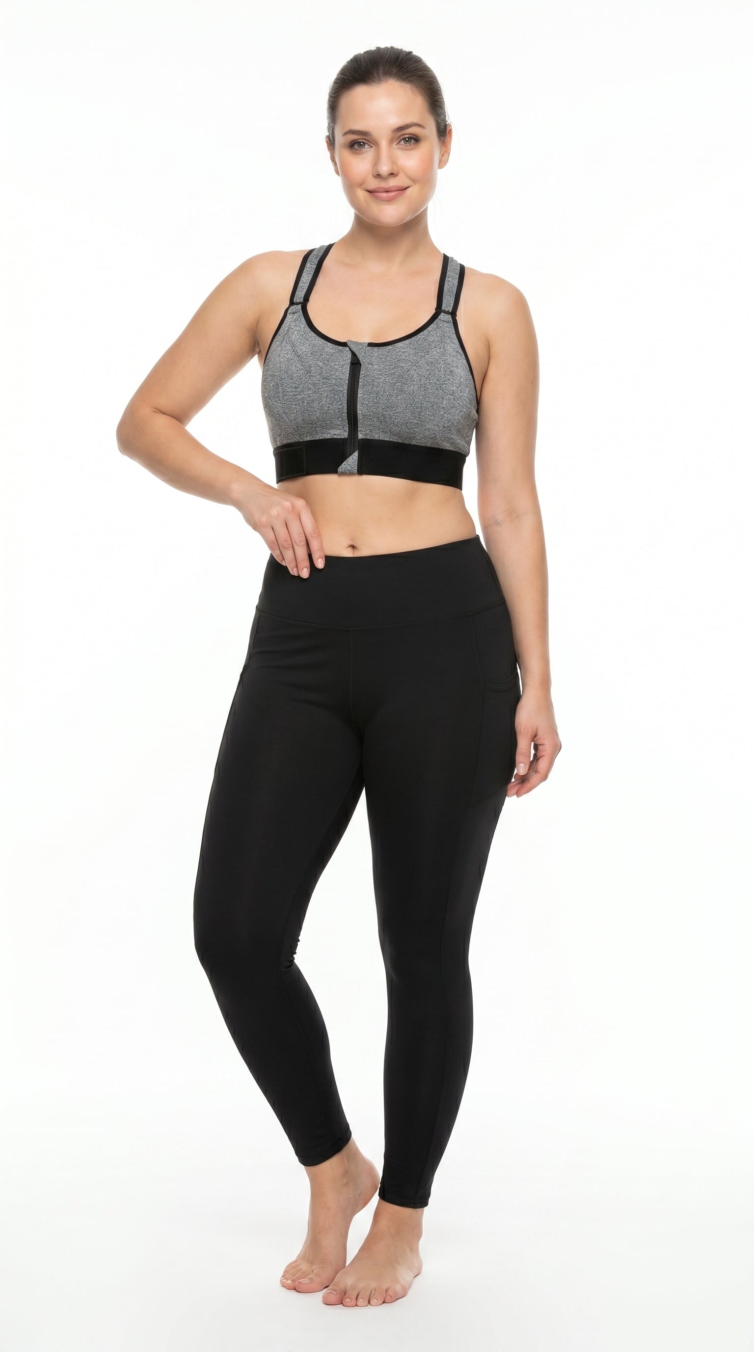 Active Pro Zip Sports Bra Grey