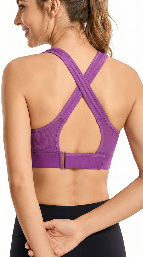 Active Pro Zip Sports Bra Purple