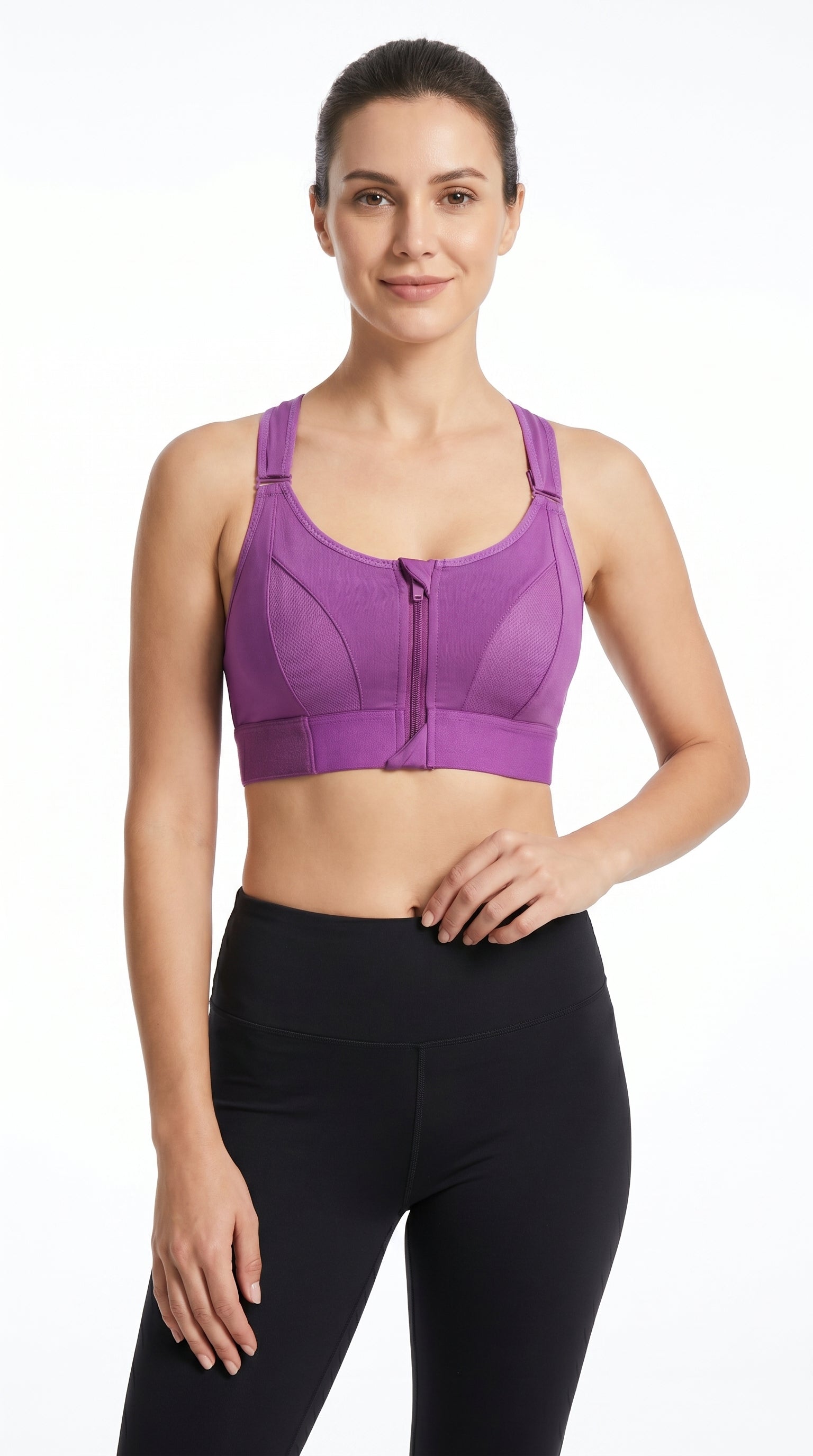 Active Pro Zip Sports Bra Purple