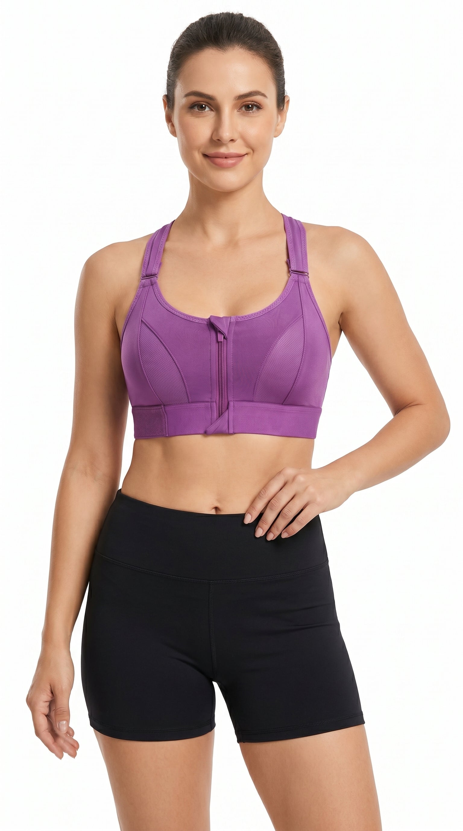 Active Pro Zip Sports Bra Purple