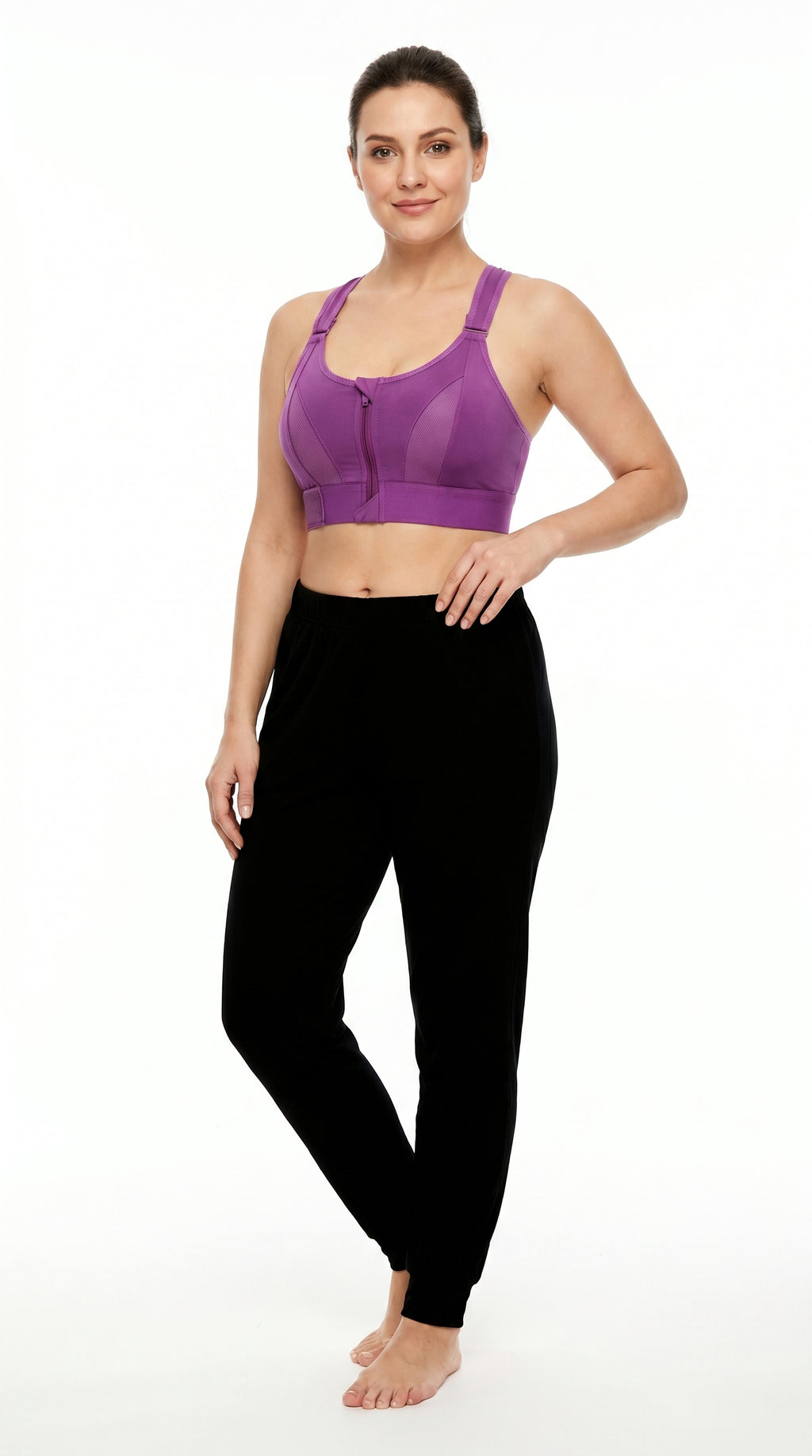 Active Pro Zip Sports Bra Purple