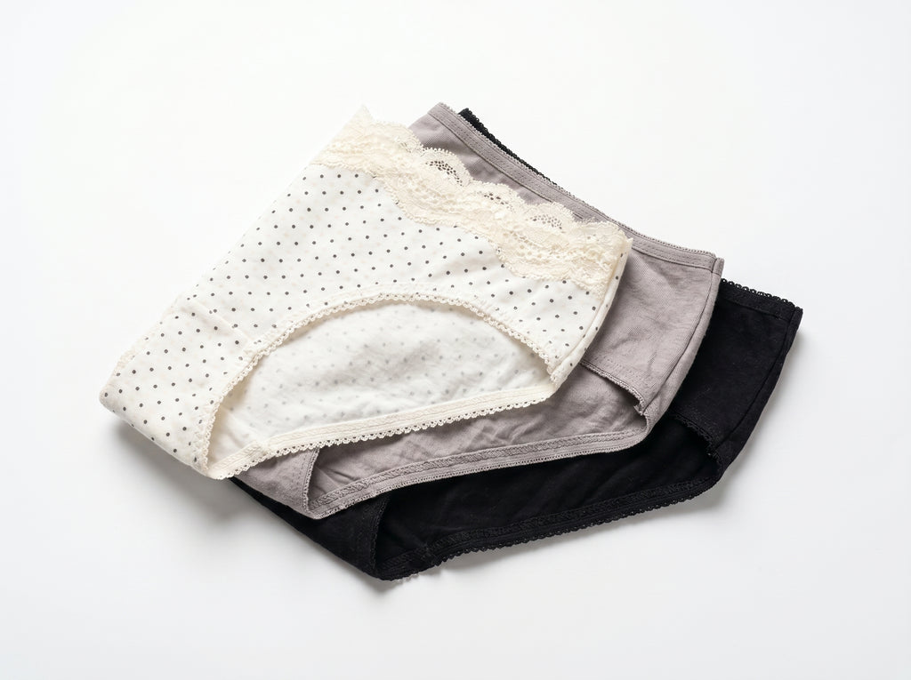 Bundle of 3 Soft Cotton Panties Polka Cream Mix Colors