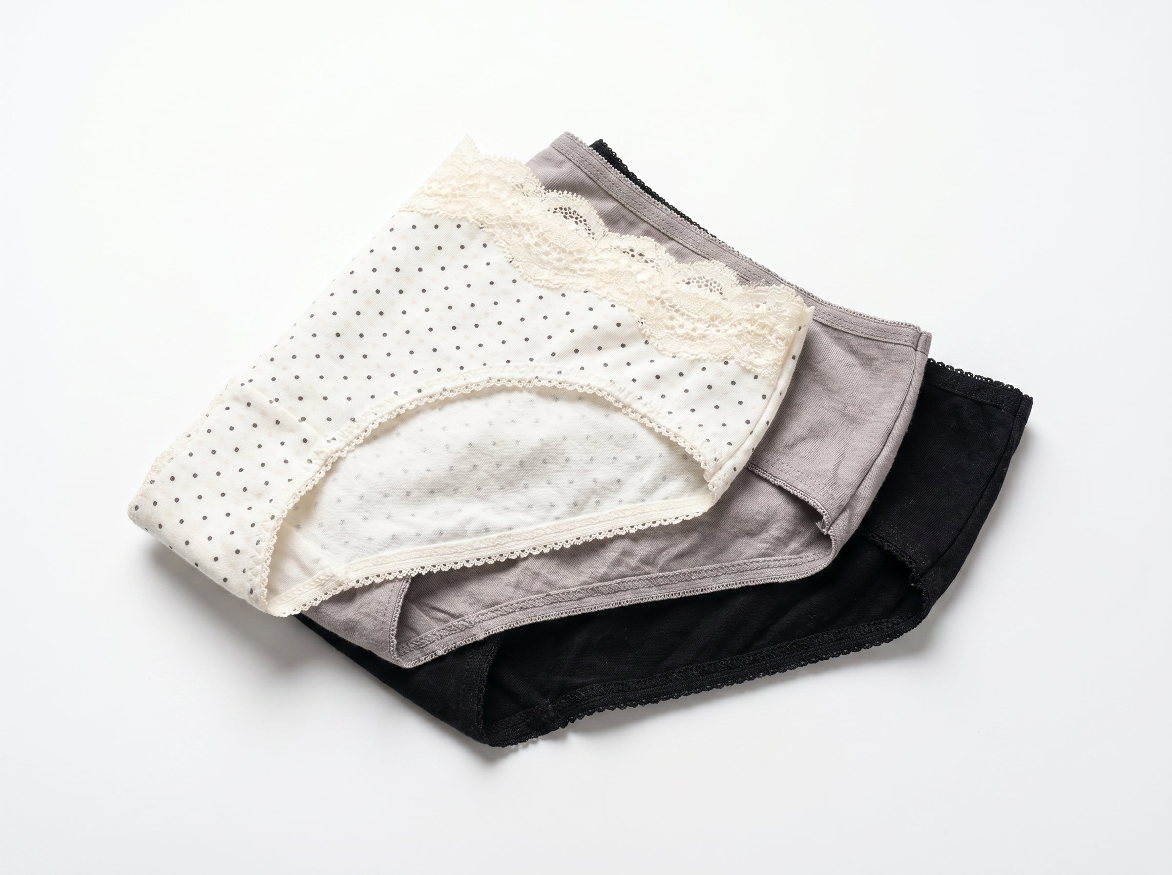 Bundle of 3 Soft Cotton Panties Polka Cream Mix Colors