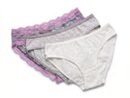 Bundle of 3 Soft Cotton Panties Purple Lace  Mix Colors
