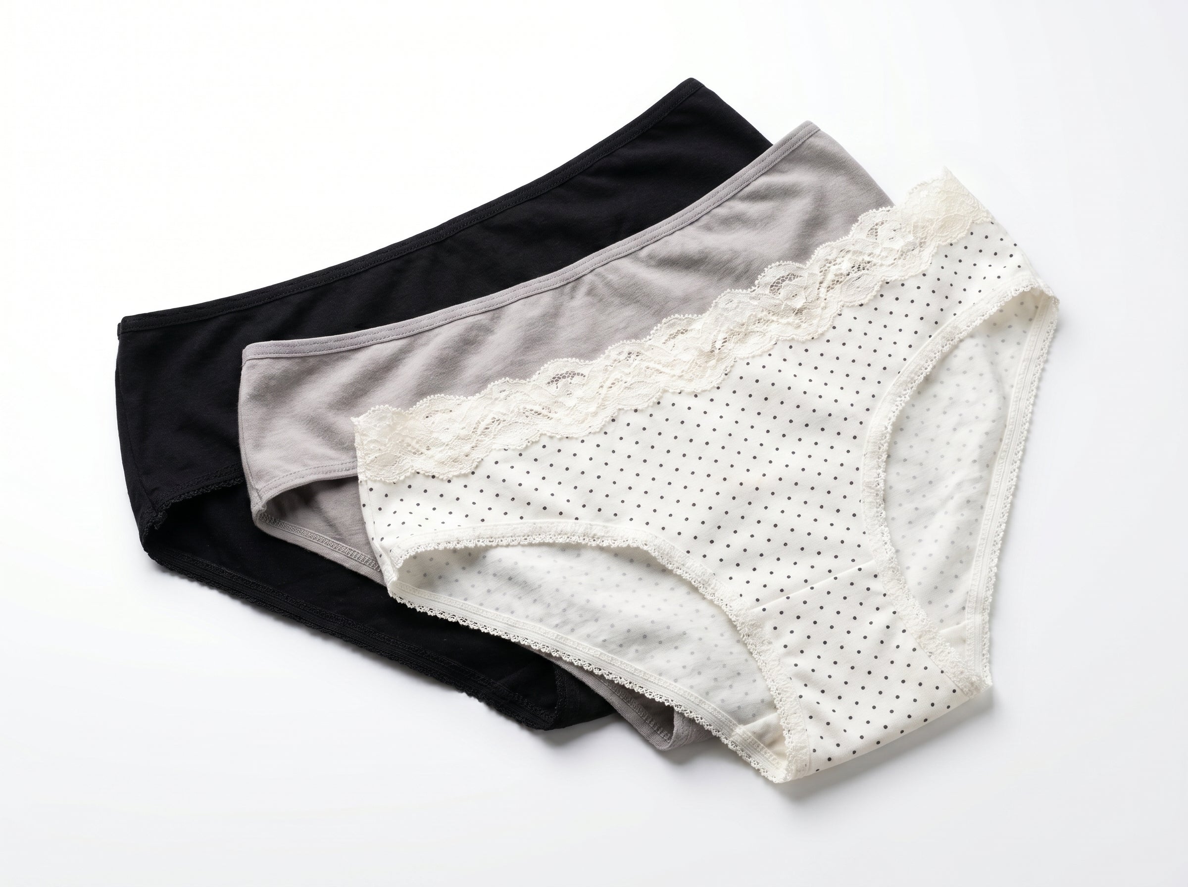 Bundle of 3 Soft Cotton Panties Polka Cream Mix Colors