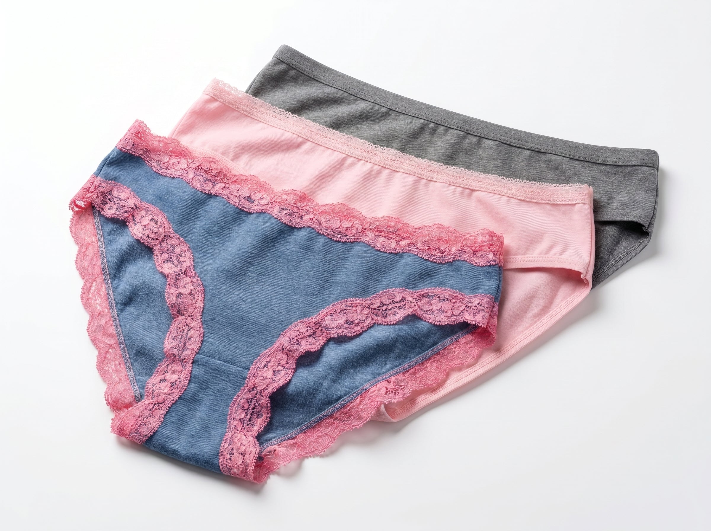 Bundle of 3 Soft Cotton Panties Mix Colors PinkGrey