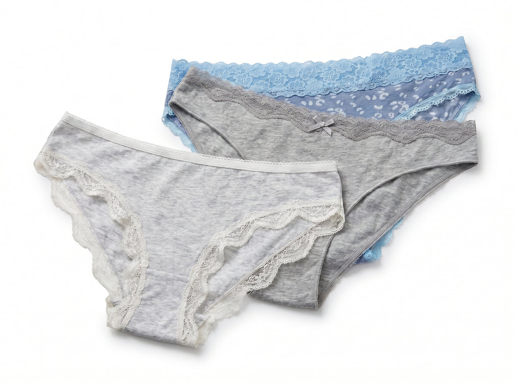 Bundle of 3 Soft Cotton Panties Lace Mix Colors