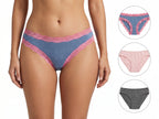 Bundle of 3 Soft Cotton Panties Mix Colors PinkGrey