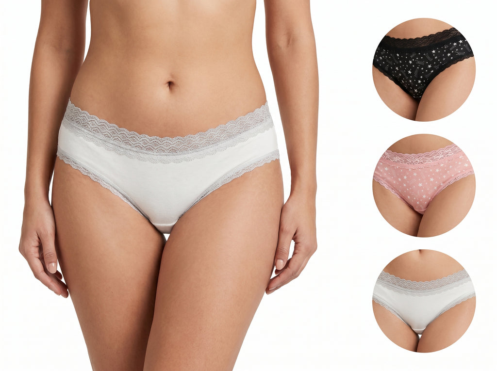 Bundle of 3 Soft Cotton Panties Stars Mix Colors