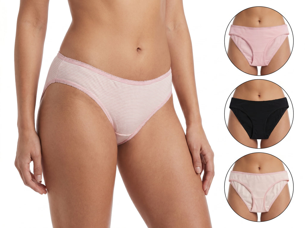 Bundle of 3 Soft Cotton Panties Pinky Strips
