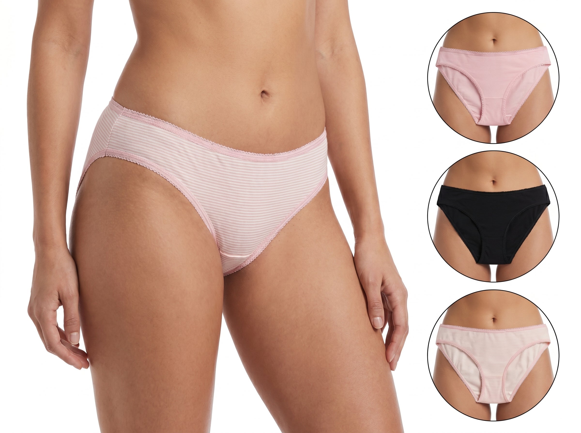 Bundle of 3 Soft Cotton Panties Pinky Strips