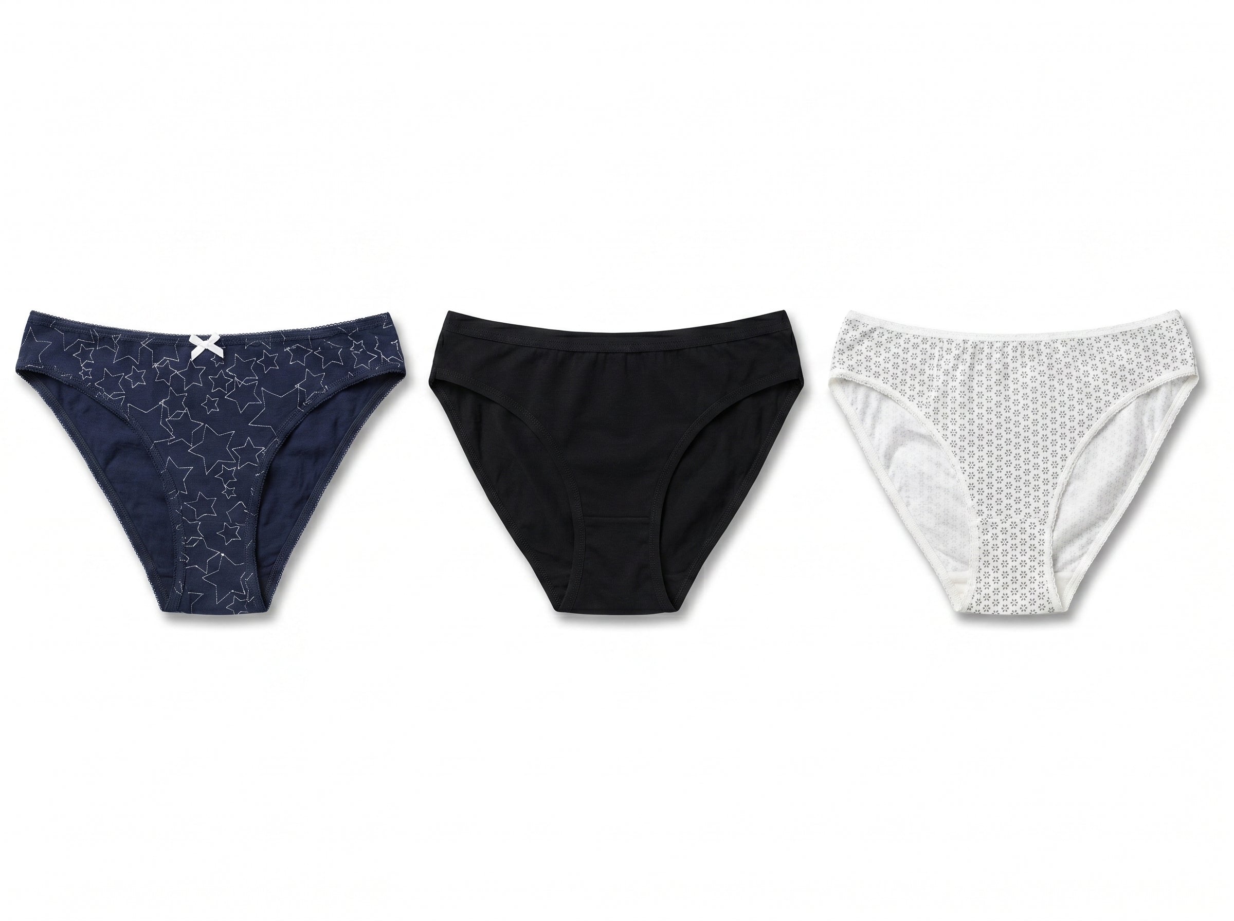 Bundle of 3 Soft Cotton Panties Circle Star Mix Colors