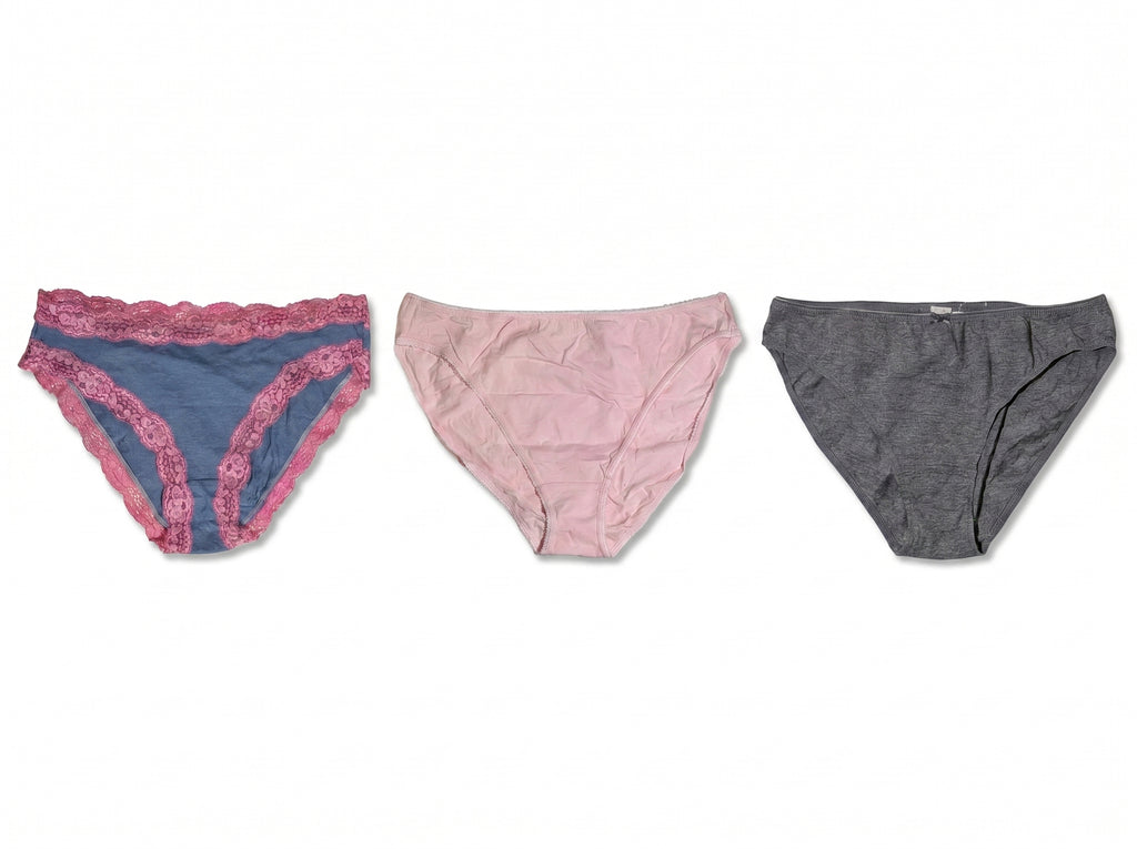 Bundle of 3 Soft Cotton Panties Mix Colors PinkGrey