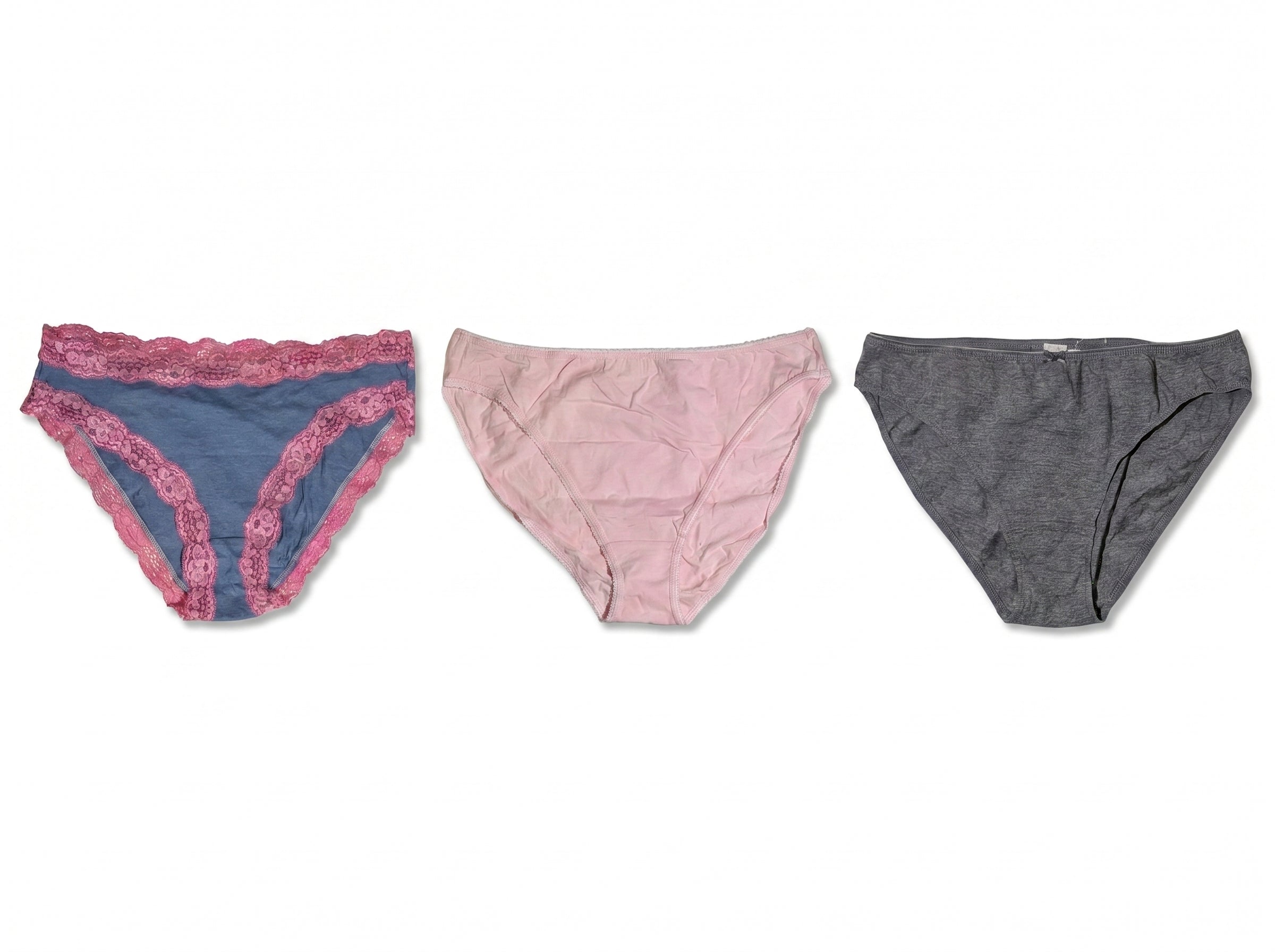 Bundle of 3 Soft Cotton Panties Mix Colors PinkGrey