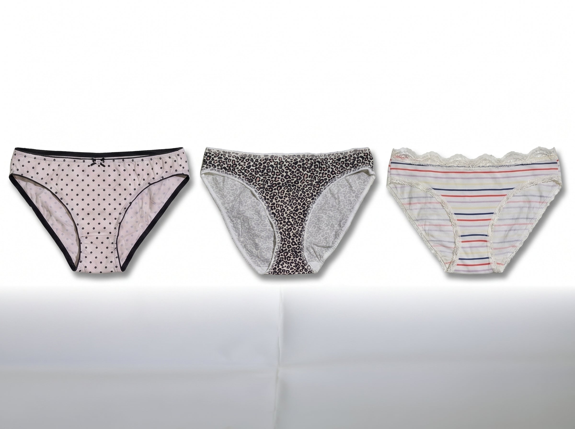 Bundle of 3 Soft Cotton Panties Polka Strips Mix Colors