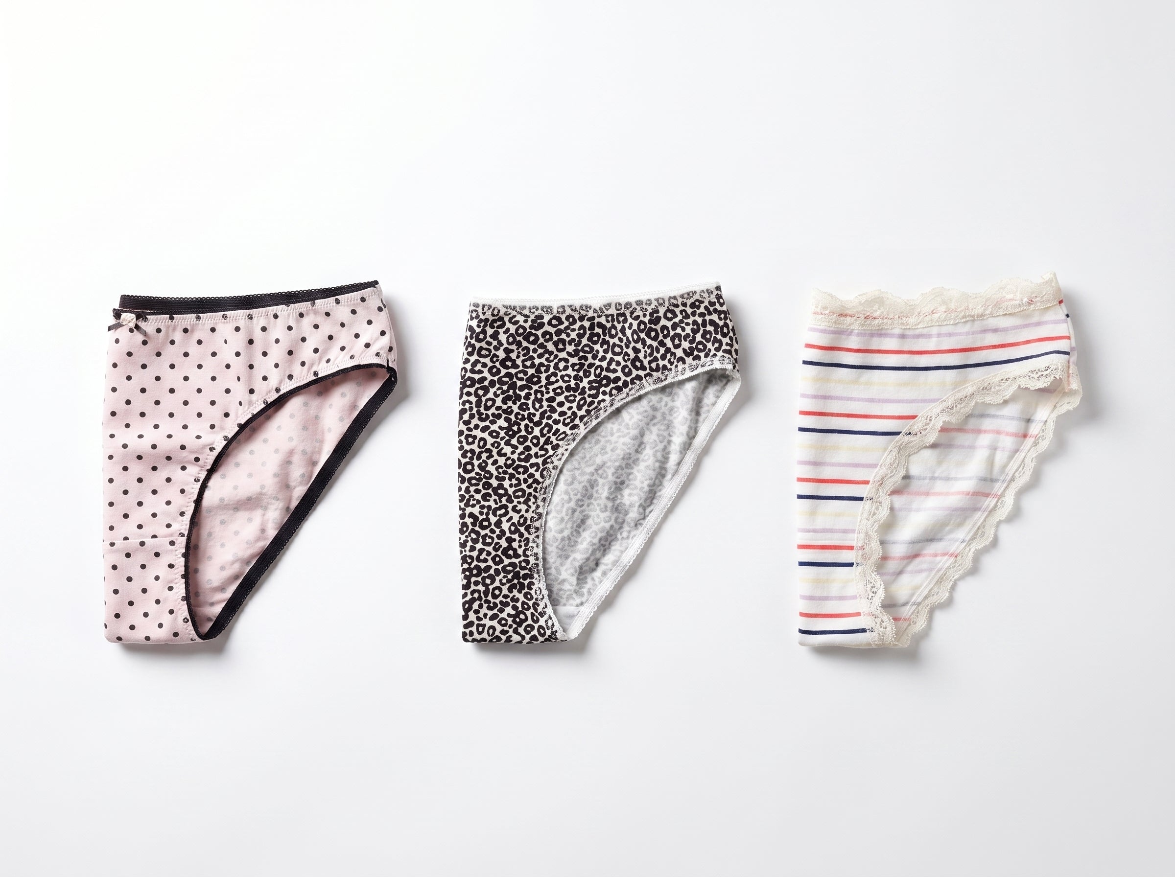 Bundle of 3 Soft Cotton Panties Polka Strips Mix Colors