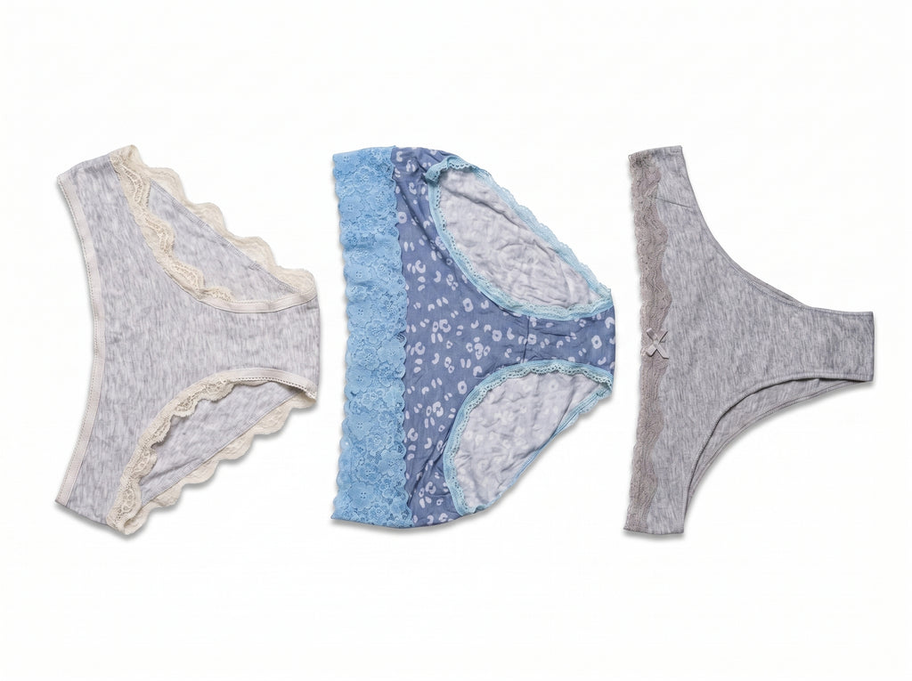 Bundle of 3 Soft Cotton Panties Lace Mix Colors