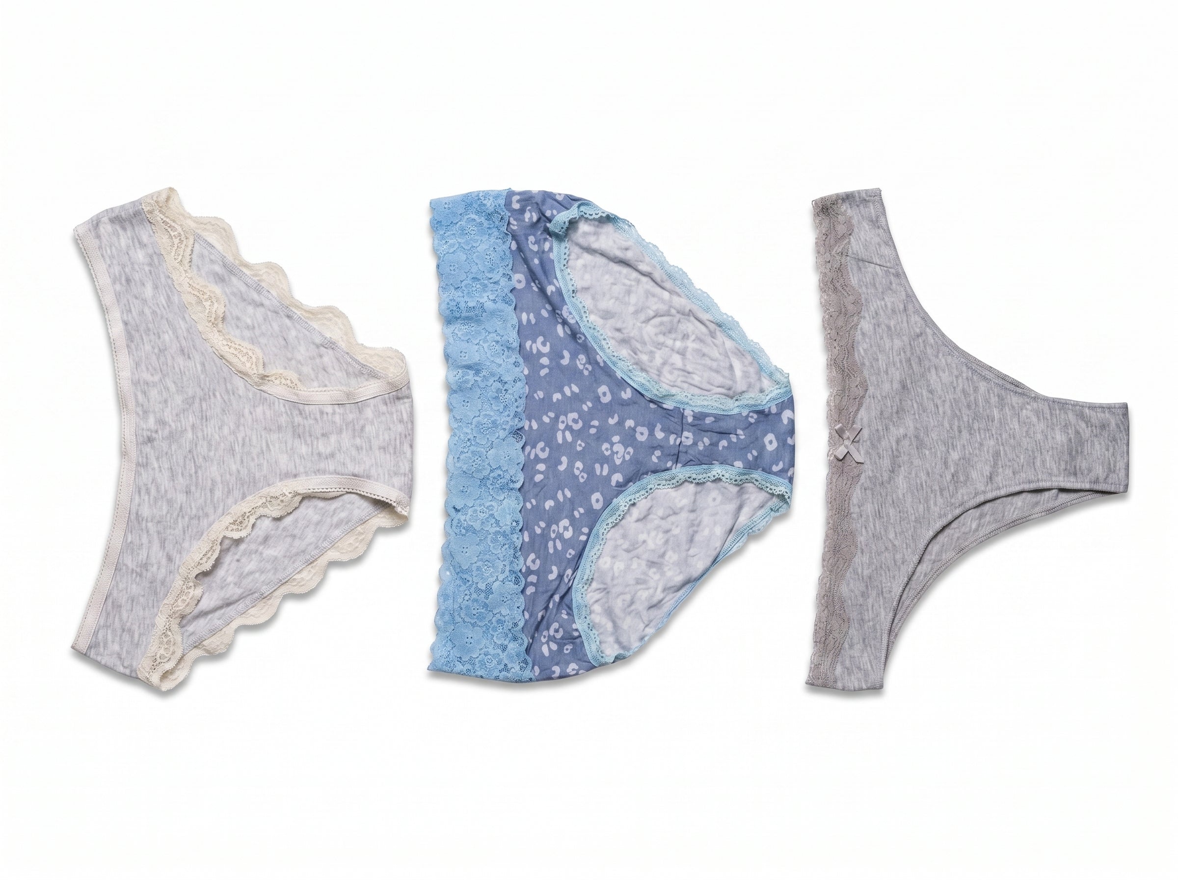 Bundle of 3 Soft Cotton Panties Lace Mix Colors