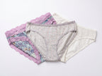 Bundle of 3 Soft Cotton Panties Purple Lace  Mix Colors