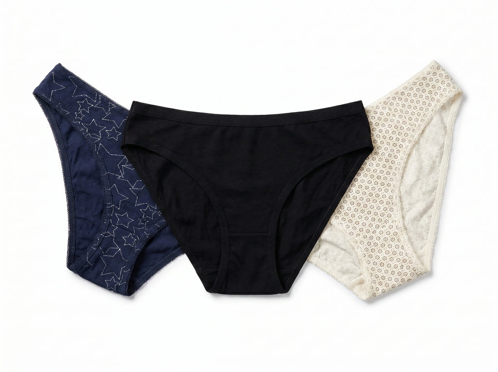 Bundle of 3 Soft Cotton Panties Circle Star Mix Colors