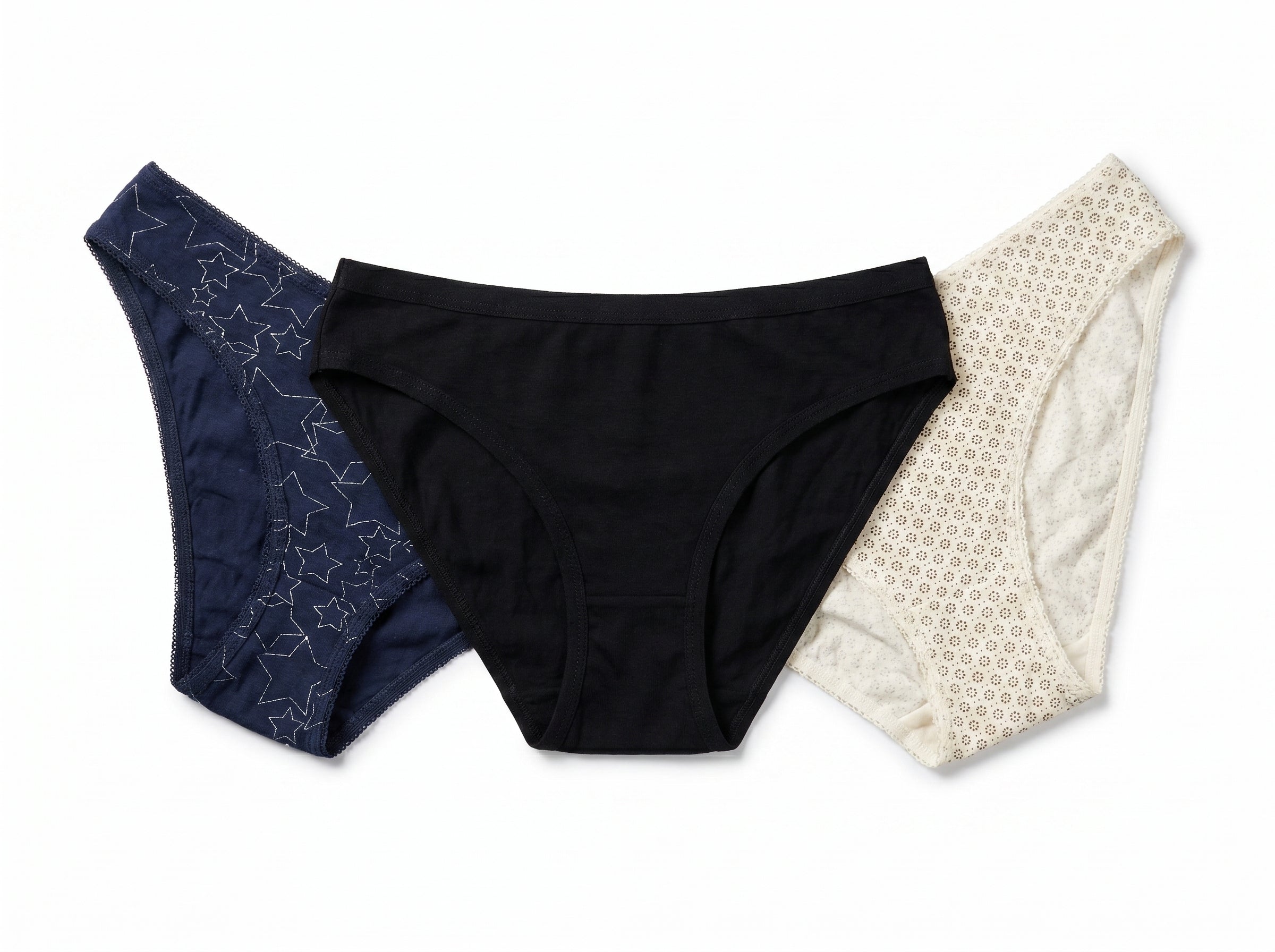Bundle of 3 Soft Cotton Panties Circle Star Mix Colors