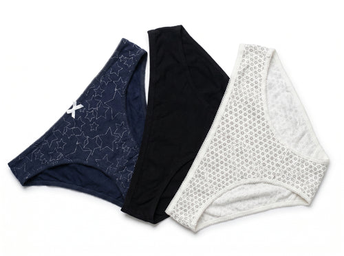 Bundle of 3 Soft Cotton Panties Circle Star Mix Colors