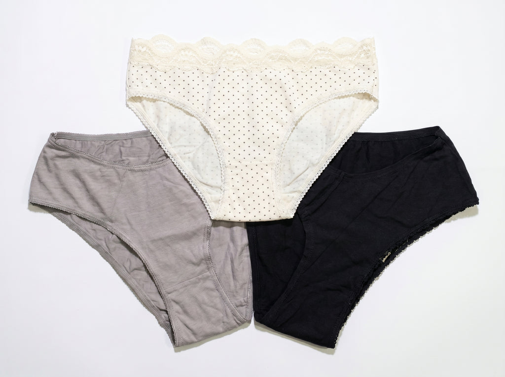 Bundle of 3 Soft Cotton Panties Polka Cream Mix Colors