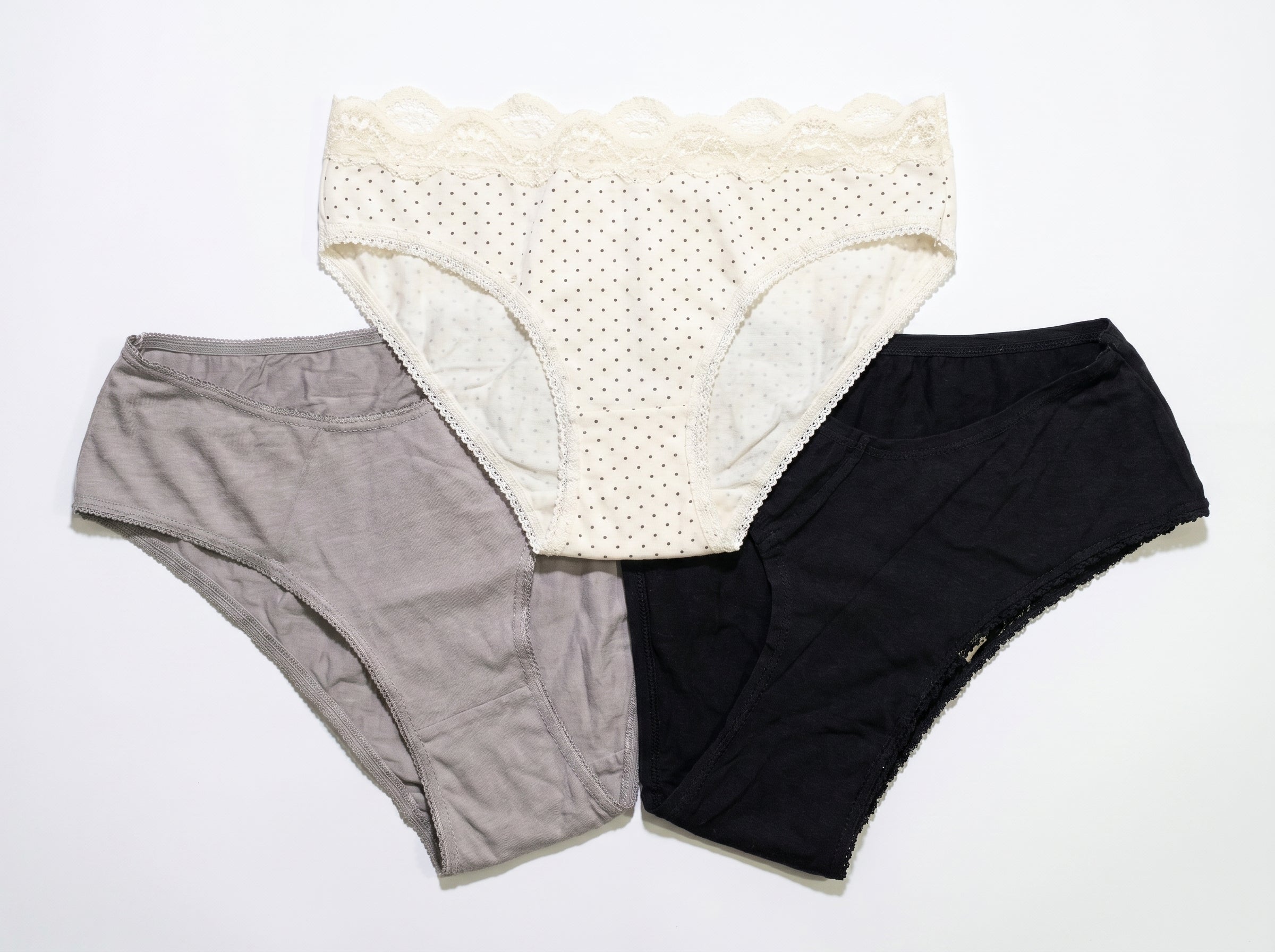 Bundle of 3 Soft Cotton Panties Polka Cream Mix Colors
